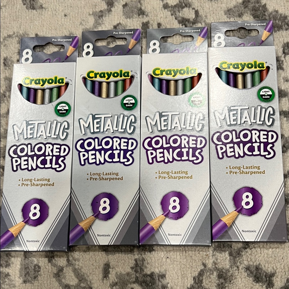Crayola Metallic Colored Pencils - Purple, Silver, Gold, Green, Blue (8-Pack)
